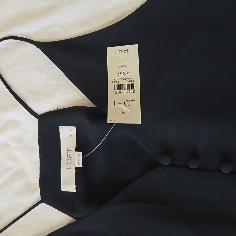 NWT LOFT xxsp black camisole blouse lined - Picture 3 of 10